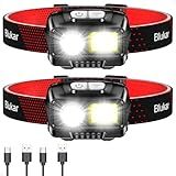 Blukar LED Headlamp Rechargeable,2000L High Lumen Super Bright Dimmable Headlight Flashlight with Motion Sensor- 8 Modes,Spotlight&Floodlight,IPX5 Waterproof for Camping,Hiking,Running,Fishing -2 Pack