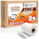 Square Terminal Paper Rolls 2 1/4" x 55' – Vonlyst BPA Free Thermal Receipt Paper for Square Credit Card Machine POS Printer, 10 Pack