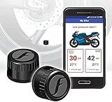 FOBO Bike 2 TPMS (Black) - Wireless Tire Pressure Monitoring System with Bluetooth 5.0 | Real-Time Tire Pressure Sensor | Easy DIY Installation for Motorcycle | Compatible with iOS & Android