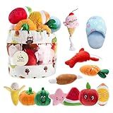 Nocciola Dog Squeaky Toys, Plush Small Dog Toys for Dogs, Stuffed with Squeakers,12 pcs Puppy Toys with a Carrying Bag for Small Medium Size