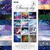 YASMEN Scrapbook Paper Pad, 24 Sheets Celestial Themed Mixture Colored Paper, 6"×6” Space Galaxy Cardstock Pads for Card Making,Designer Junk Journal, Planners, Background Borders Greeting Cards