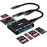 SD Card Reader 7 in 1, Kxable USB 3.0 Memory Card Reader/Writer 5Gbps, for SD/Micro SD/MS/CF/MMC/XD/SDHC/SDXC Camera Memory Card, Reader for Mac OS, Windows, Linux- with 2 USB A/C to Micro 3.0 Cables