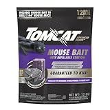 Tomcat Advanced Brand Mouse Bait with Refillable Station, Indoor and Outdoor Use, 1 Station and 12 Poison Block Refills