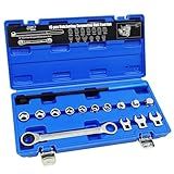 SGT 15-Piece Universal Ratcheting Serpentine Belt Tool Set,Belt Tensioner Tool for Removing and Installing Automotive Serpentine Belts