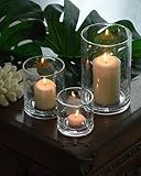 ARIAMOTION Hurricane Glass Candle Holders Set, Pillar Votive,Clear Seeded Bubbles Cylinder Vase,Modern Rustic Table Centerpieces Bulk, 3 Sizes 8 Inch 5 Inch 3.5 Inch Height