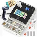 Perfiware Cash Register for Small Businesses with Cash Drawer and Scanner(HS1000),Electronic Cash Registers with Clear Dual Display and Auto Print Receipt,Oil-Proof for Store/Market/Mall