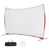 VEVOR Barricade Backstop Net, 16x10 ft Ball Sports Barrier Netting, Portable Practice Equipment with Carry Bag, Protection Screen for Baseball Softball Lacrosse Soccer Training, for Backyard
