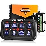 Auxbeam 8 Gang Switch Panel BA80 Automatic Dimmable LED Touch Control Panel Box Electronic Relay System Car Touch Switch Box Universal for Truck ATV UTV Boat Marine SUV Caravan -Blue, 3 Years Warranty