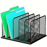 Kuntine.B Desk File Organizer 5 Sections Upright Mesh Desktop Organizer File Sorter Office Organization File Holder for Home, Office & Classroom