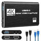 Capture Card, 4K HDMI Video Capture Card, Game Capture Card, 1080P 60FPS Video Capture Device, HDMI to USB 3.0 Capture Card for Streaming, Work with Camera/Xbox/PS4/PS5/PC/OBS