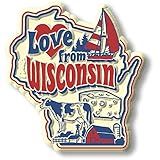 Love from Wisconsin Vintage State Magnet by Classic Magnets, 3D Rubber Vintage-Style Collectible Souvenirs and Gifts Made in The USA, 2.3" x 2.5"