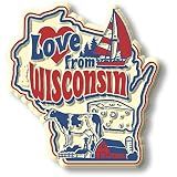 Love from Wisconsin Vintage State Magnet by Classic Magnets, 3D Rubber Vintage-Style Collectible Souvenirs and Gifts Made in the USA, 2.3" x 2.5"