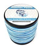 Reaction Tackle Braided Fishing Line Blue Camouflage 10Lb 150Yd | 4 Strand PE, Zero Stretch, Thin Diameter, Knot Strength, Abrasion Resistant, High Sensitivity, Bass, Walleye, Surf, Ice