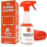 WHOOSH! Pro 16.9 fl oz Refillable TV Screen Cleaner & Microfiber Cloth - Streak-Free Cleaner for Flat Screens, OLED, LCD, Smart TV, Monitors - Non-Toxic, Odorless - Electronics Cleaning Kit