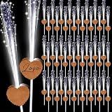 Tujoe 50 Pcs Wedding Fiber Optic Wands Heart Shape Glow Sticks,Brown