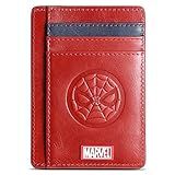 IRON SPIDER Men's Wallet,Monolayer Slim Minimalist Front Pocket RFID Blocking Leather Pocket Wallet with Superhero SPIDER RED