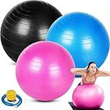 Honoson 3 Pcs Yoga Ball 55/65/75cm Exercise Ball for Working Out Birthing Pregnancy Gym Physical Therapy Balance Stability Fitness, Quick Pump Included