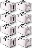 HOMESURE 8 Pack Large Strong Moving Bags with Zippers & Carrying Handles - Water-Resistant - Heavy Duty Storage Tote for Space Saving, Fold Flat, Alternative to Moving Box (Semi-Transparent)
