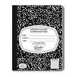 iScholar Composition Book, 100 Sheets, 5 x 5 Graph Ruled, 9.75 x 7.5-Inches, Black Marble Cover (11100)