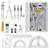 Nicpro 22 PCS Compass Geometry Tools with Case, Drafting Tools Geometry Set with Swing Arm Protractor, Rulers, Metal Compass, Square Set, Mechanical Pencil, Back to School Supplies for Students