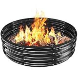 VAMFUTRE Metal Fire Pit Ring/Bonfire Fire Ring- 4 FT Diameter, 0.8 MM Thick,1 ft High, Durable and Stylish for Outdoor Fire Pits,Patios and Camping (Black, 4X4X1 ft)