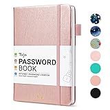Taja Password Keeper Book with Alphabetical Tabs，Small Password Books for Seniors, Password Notebook for Internet Website Address Log in Detail, Password Logbook to Help You Stay Organized - Rose Gold