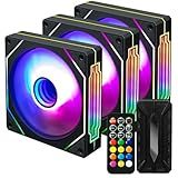 Kingwin 120mm ARGB Case Fans 3 Pack – RGB PC Fans with Remote Control & Fan Hub, Quiet Cooling for Gaming PC, CPU Cooler, Mining Rig – Hydraulic Bearing, High Airflow, 3-Pin Power Connector