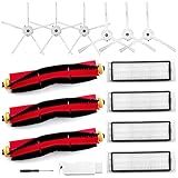 Roborock Robot Vacuum Replacement Parts for Roborock S6 Pure S6 E4 S4 Max S6 MaxV S5 S5 Max S4 E2 E3 E5 E20 E25 E35 S50 S65 Xiaomi Mijia Robot Vacuum, 3 Main Brushes, 4 Filters, 6 Side Brushes