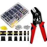 Twippo 800Pcs 50 Sets Waterproof Automotive Electrical Wire Connectors Plug Kit 1/2/3/4/5/6 Pin Waterproof Connectors with Ratchet Crimping Tool