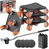ONEON Furniture Mover Ultra with 10 Wheels – All-New Upgraded Heavy Item Moving Tool Double-Wheeled Low-Profile Dolly with Auxiliary Lifter, Full Carbon Steel Panels, Supports up to 2200 lbs