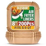 OLESBUR Air Fryer Liners Disposable, 200Pcs 8 Inch Airfryer Paper Liners, Unbleached Parchment Paper for Air Fryer Basket, Non-Stick Air Fryer Accessories, Liners for Baking, Parchment Paper Sheets