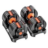 Moveta Adjustable Dumbbells Set of 2，Free Weights Dumbbells Set，Adjustable Dumbbell Set，52.5 lbs pair 105 lbs，15 in 1，for Men/Women Gym Equipment for Home Strength Training Equipment