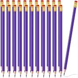 Zhanmai 24 Pieces Purple Pencils with Eraser Pre Sharpened Wooden Erasable HB Checking Pencils with Erasable Tops for Writing Drawing Checking Coloring Tests Grading Map Coloring Editing Office Favors