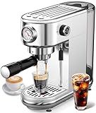 atatix Espresso Machine with Milk Frother, 20 Bar Pressure Espresso Maker, with 44OZ Removable Tank, Compact Stainless Steel Coffee Machine for Home, Office, Latte, Cappuccino, Gift for Women or Men