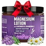 EMPURA Lavender Magnesium Lotion, Nighttime Magnesium Cream with Chamomile, Shea Butter & Jojoba Oil - Muscle Relief & Relaxation for Legs, Arms, Feet - Valentines Day Gifts for Her (4oz)