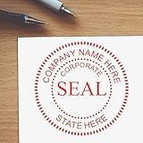 Slim Pre-Inked Corporate Seal Stamp - 1-5/8 Personalized Business Registration Seal for Official Documents, Embossing Tool for Corporate Archivists, Procurement Managers