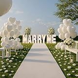 Aurelema Proposal Decorations Kit 3.2ft Tall Marry Me Light up Letters, 30 Feet Carpet, 4000 Rose Petals, 50 Balloons for Proposal Engagement Wedding Decor(White)