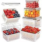 INEDRIMS 3PCS Fruit Containers for Fridge with Removable Filter, Berry Airtight Produce Storage Containers to Keep Fruit and Vegetables Fresh, BPA-Free Dishwasher Safe Food Containers (Transparent)