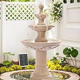 MAGIC UNION Outdoor Solar Water Fountains, 48.4''H Italian Style Garden Fountains and Waterfalls Outside, 3-Tier Large Bubbler Cascading Water Fountain with Pump and Solar Panel for Home Yard Decor