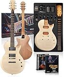 AKLOT DIY Electric Guitar Kit: Flame Maple Top, Roasted Maple Neck, Pre-Soldered Wiring, HH Pickups, Coil-Split, Luminous Position Markers, Build Your Own Lorien Style Beginner Guitar with Accessories