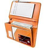 Mymazn Server Book with Zipper and Magnetic Pocket, Cute Waitress Book Server Booklet, Serving Book Fits Server Apron with High Volume Pocket, Orange