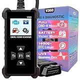 OBD2 Scanner Car Code Reader with Voltage Test - Read & Erase Check Engine Light Fault Codes, Live Data/Freeze Frame, Plug-and-Play CAN Diagnostic Tool for All Cars 1996 & Newer
