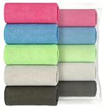 Puomue 5 Pack Cooling Towels, 40 Inches X 12 Inches, Breathable Soft Chilly Microfiber Towel for Yoga, Sport, Running, Workout, Gym, Camping and Fitness, Multicolor