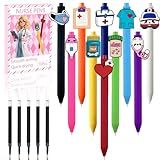 JIZHIYUAN 10-Pack of Nurse pens with Heart, Stethoscope, Masks Designs in Black Ink for Cna Rn Medical Assistant Nursing Student Essentials Nurse Week Gifts Appreciation Gift