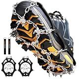 Crampons Ice Cleats Traction Snow Grips for Boots Shoes Women Men Anti Slip 19 Stainless Steel Spikes Safe Protect for Hiking Fishing Walking Climbing Mountaineering