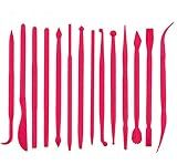 yueton 14pcs Set Plastic Crafts Clay Modeling Tool for Shaping and Sculpting (Hot Pink)