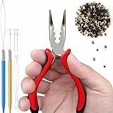 konovo Microlinks Hair Extensions Kit, Professional Tools with Hair Extension Pliers, Bead Threader, Micro Links Silicone Rings Bead 400PCS