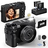 5K 75 MP Digital Camera for Photography with 18X Zoom, WiFi Autofocus Vlogging Camera with UHD Dual Lens, 64GB Card Point and Shoot Travel Cameras for Beginner and Teen 1 Charge for 2 Batteries, Gift