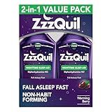 ZzzQuil, Sleep Aid, Nighttime Sleep Aid Liquid, 50 mg Diphenhydramine HCl, Fall Asleep Fast, Non-Habit Forming, Warming Berry Flavor, 12 FL OZ (Pack of 2)