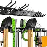 HOLDRAIS Garage Tool Organizer Wall Mount, 49.5 Inch Heavy Duty Garage Organization System with 10 Adjustable Hooks, Garden Tool Storage Rack for Garage, Yard & Shed, Holds Up to 400 lbs